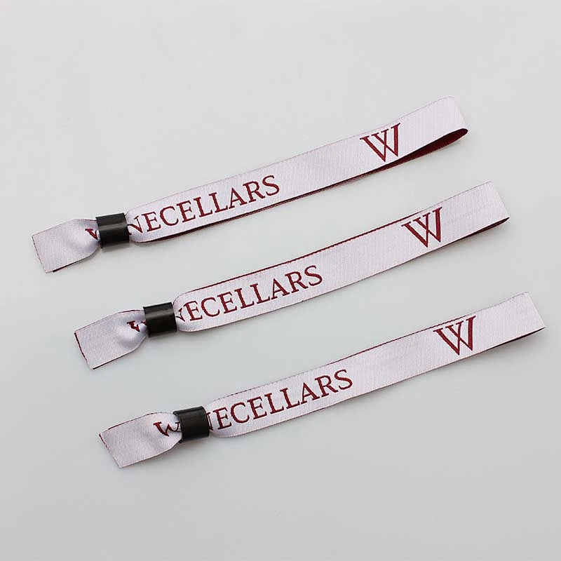 Factory OEM cheap custom polyester fabric wristband bracelet glow in the dark