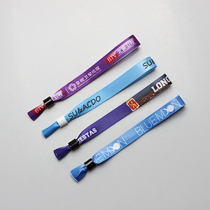 Festival events customized ribbon wristbands with plastic slide lock