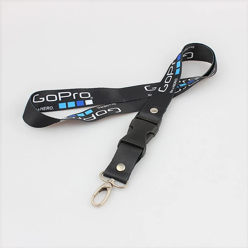 Custom polyester thick black webbing reflective lanyard for camera