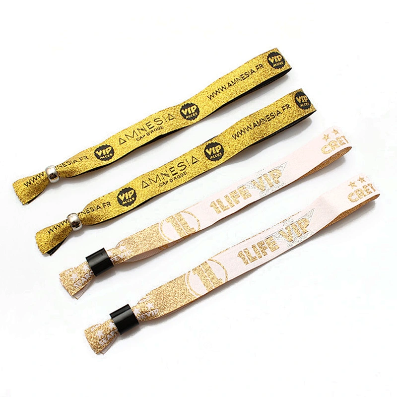 Festival woven one time use wristband with plastic lock