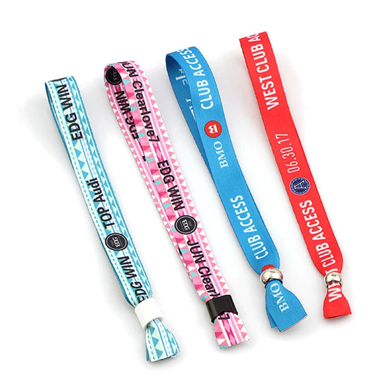 Custom Disposable Polyester Event Wristbands with One Off Use Clasp