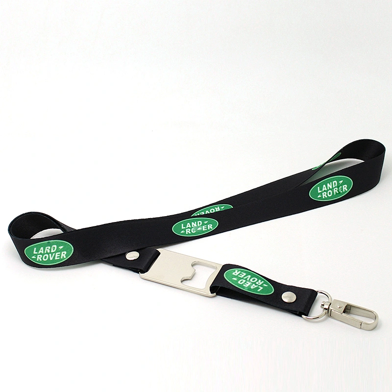 Sublimation logo branded custom polyester beer bottle opener lanyard