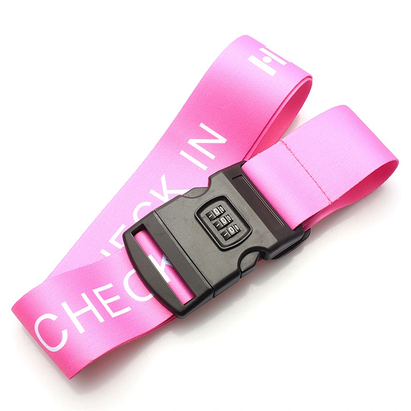 Wholesale custom printing strap adjustable cheap polyester luggage belt with number lock