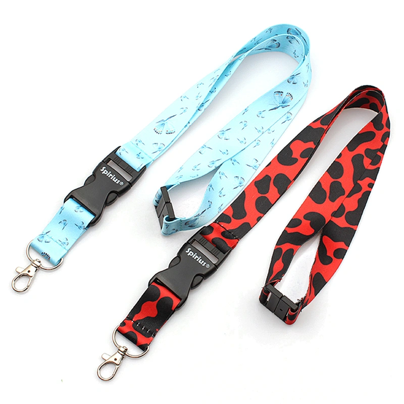 Factory price durable heat transfer printing polyester metal hook lanyard custom
