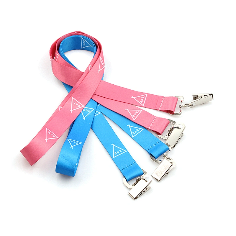 Custom retractable lanyard with double metal clip for sports