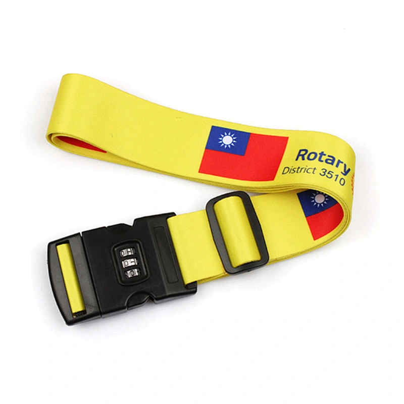 Wholesale custom printing strap adjustable cheap polyester luggage belt with number lock