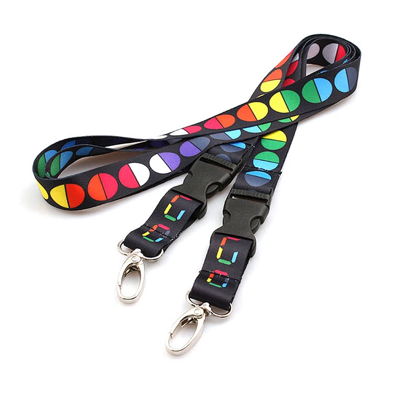 Wholesale rope printing lanyard with black plastic breakaway hook