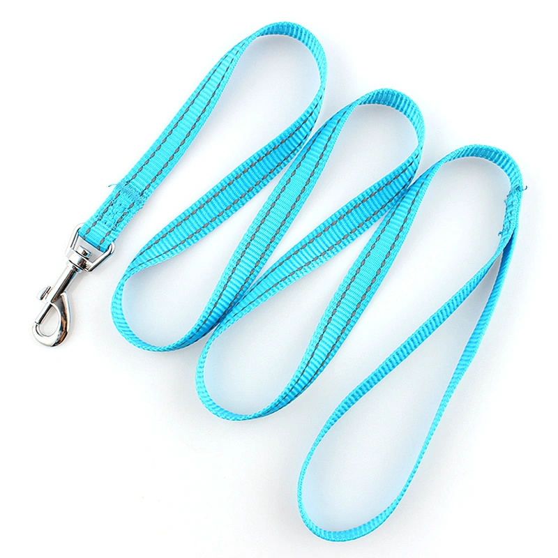 Hot sale custom solid durable nylon reflective blue dog leash