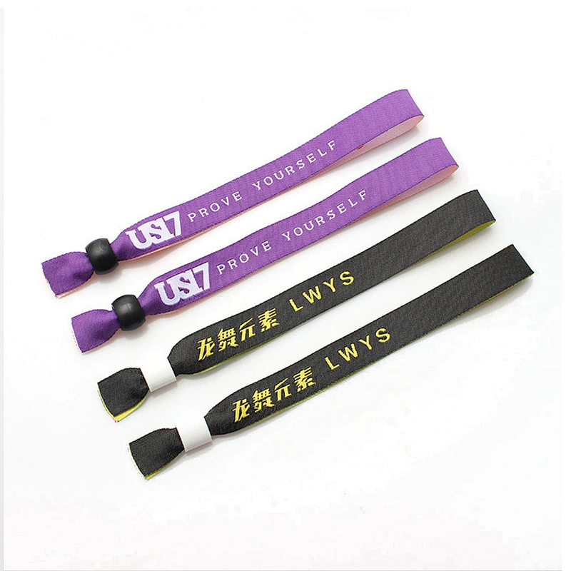 Hot sale custom logo printed recycle cloth woven adjustable festival wristband