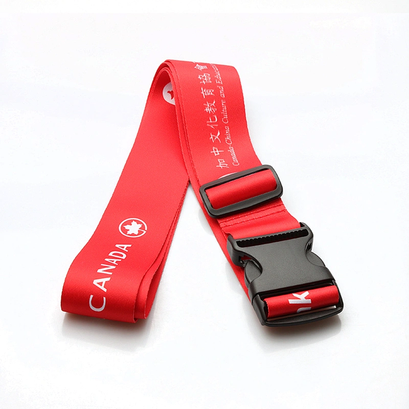 Custom sublimation printed adjustable polyester travel suitcase luggage strap