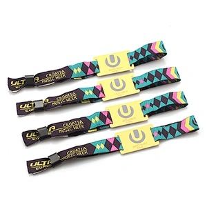 Cheap textile rfid woven wristband for concert decoration