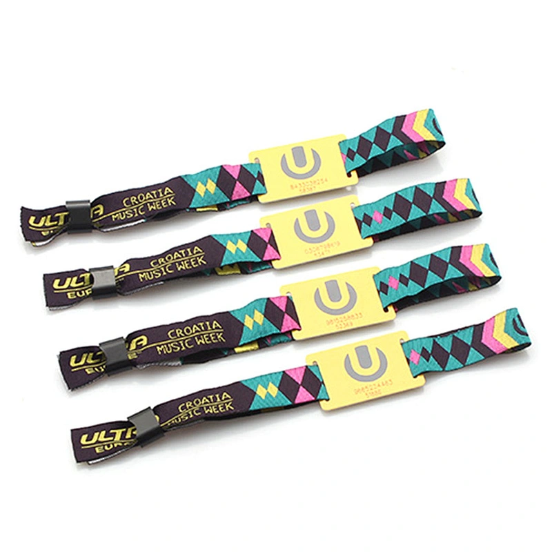 Cheap textile rfid woven wristband for concert decoration