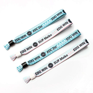 One-time colorful logo print adjustable event polyester custom cheap fabric wristband