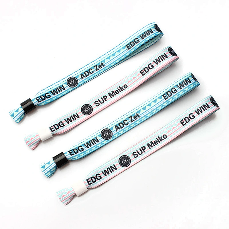One-time colorful logo print adjustable event polyester custom cheap fabric wristband