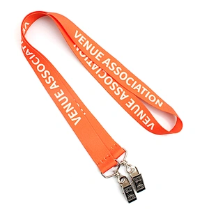 Polyester custom printed lanyard with double clips