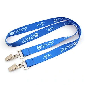 Wholesale double end bull dog clip card holder lanyard polyester design your own strap no minimum order