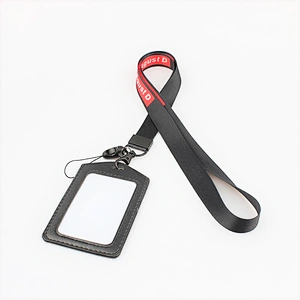 High quality leather id holder cute lanyard with badge