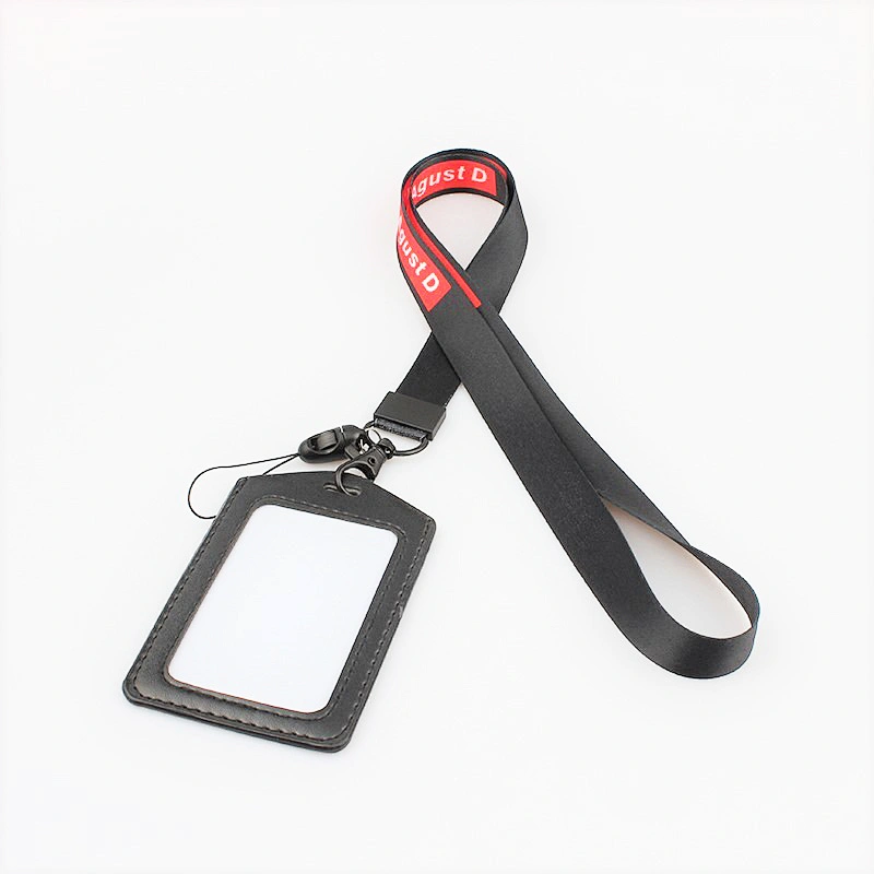 High quality leather id holder cute lanyard with badge