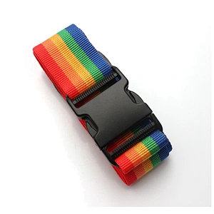 Wholesale custom polyester rainbow luggage strap airport webbing belt