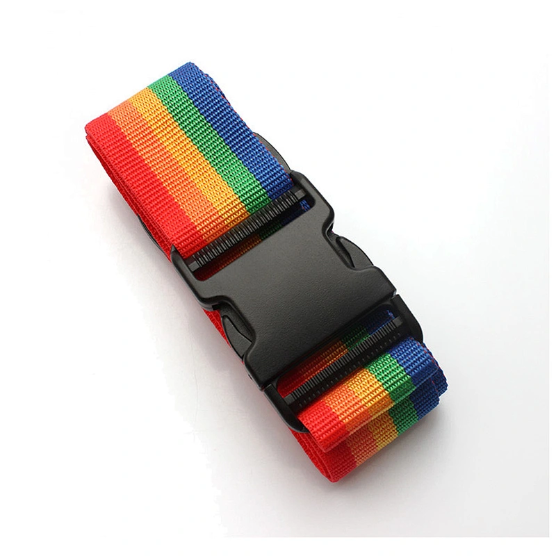 Wholesale custom polyester rainbow luggage strap airport webbing belt