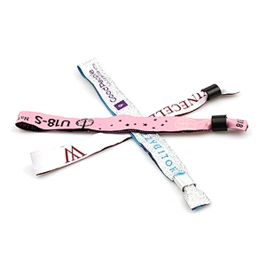Colorful customized woven wristband for event with plastic clasp
