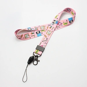 Factory cheap custom printed polyester lanyard with metal hook
