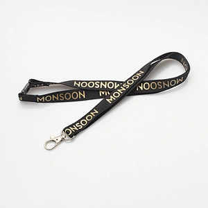 Factory direct sale high quality silver and gold logo adjustable lanyard