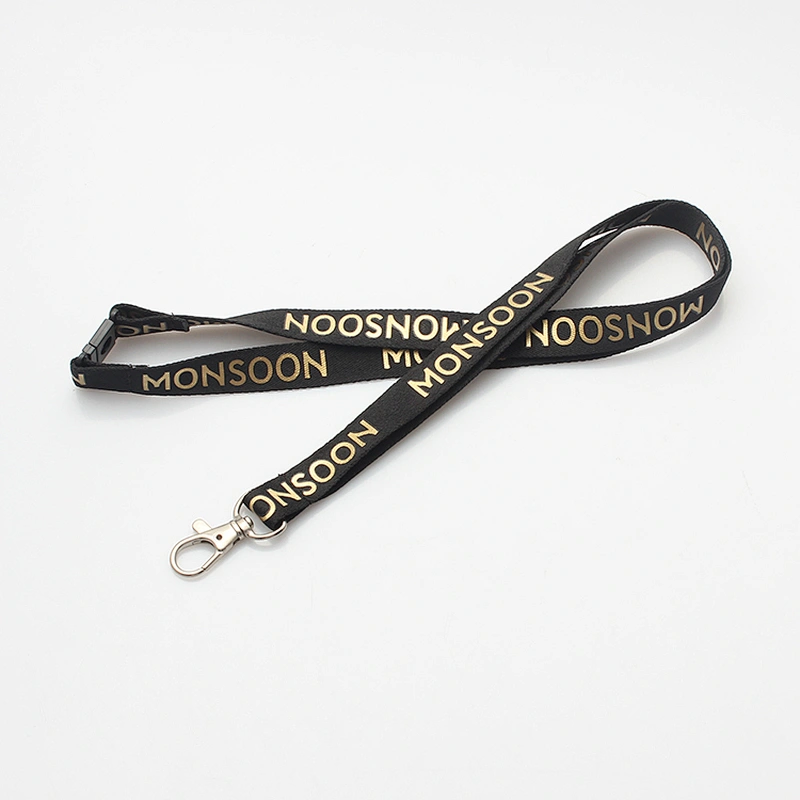 Factory direct sale high quality silver and gold logo adjustable lanyard