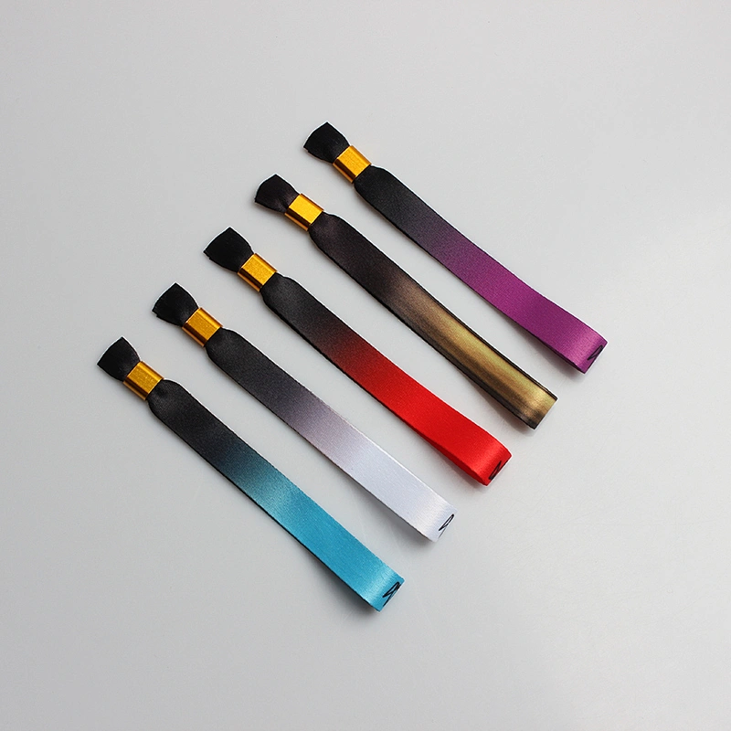 Festival events customized ribbon wristbands with plastic slide lock