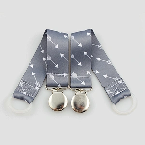 Personalized Polyester Baby Pacifier Holder Metal Clip