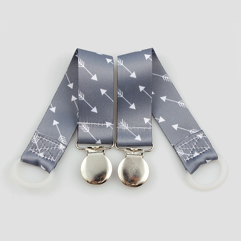 Personalized Polyester Baby Pacifier Holder Metal Clip