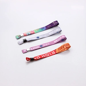 Slide lock customized printed polyester fabric colorful wristband