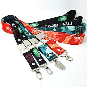 Fashion Customized Exhibition Sublimation bottle opener hook lanyards