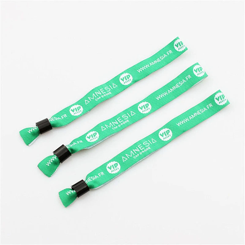 Free sample cheap customized polyester wristband with metal ring