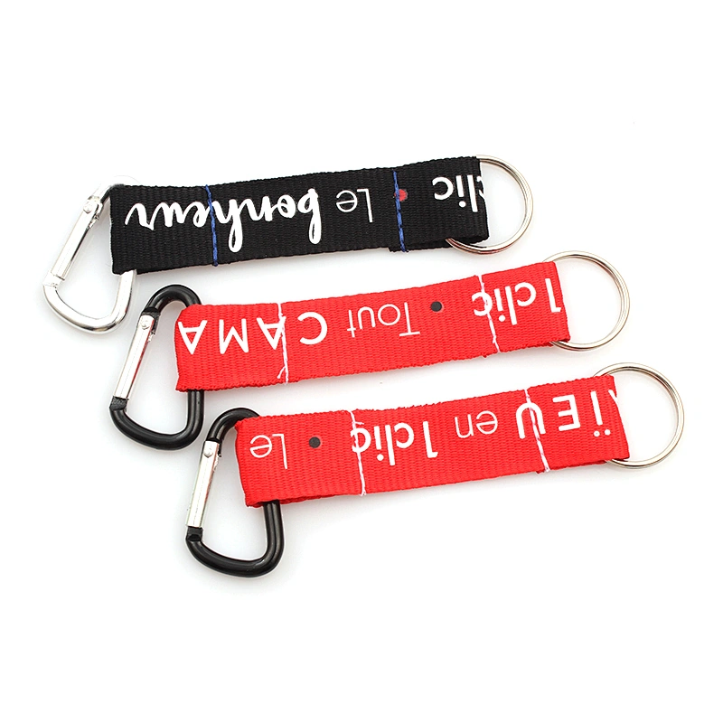 Custom carabiner short climbing lanyard with strap keying