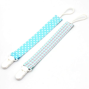 Hot sale ribbon dummy holder baby boy soother pacifier clips