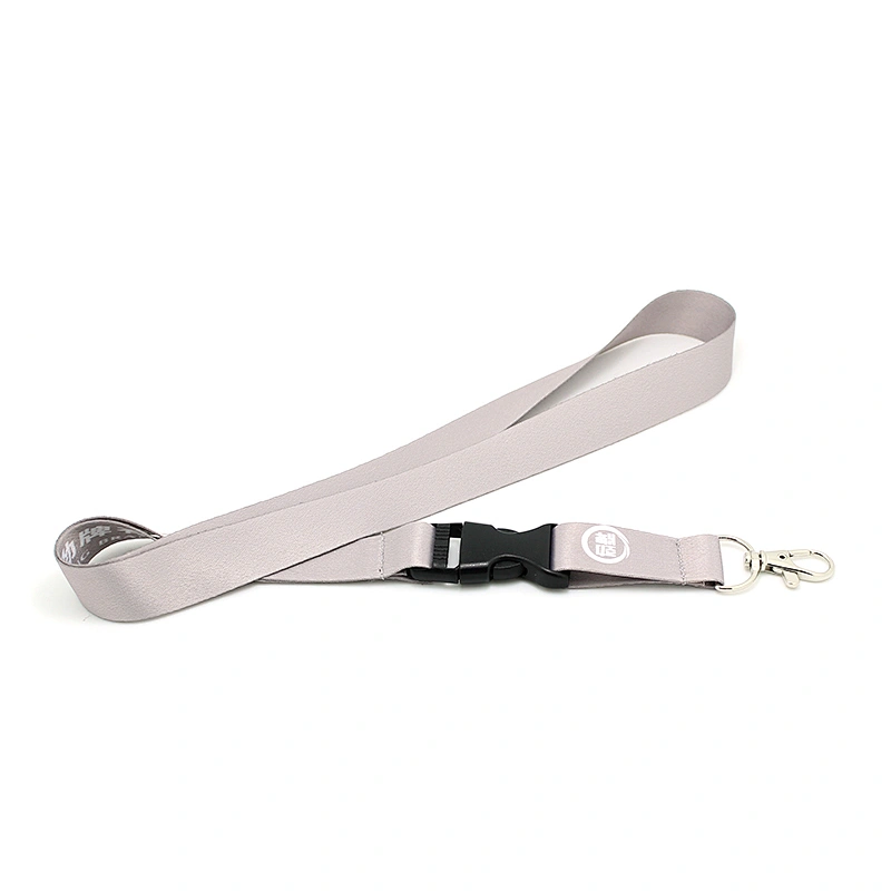 Gray thin cheap custom printed polyester neck lanyard for business card