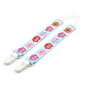 2019 new cute design universal fabric baby pacifier holder clip