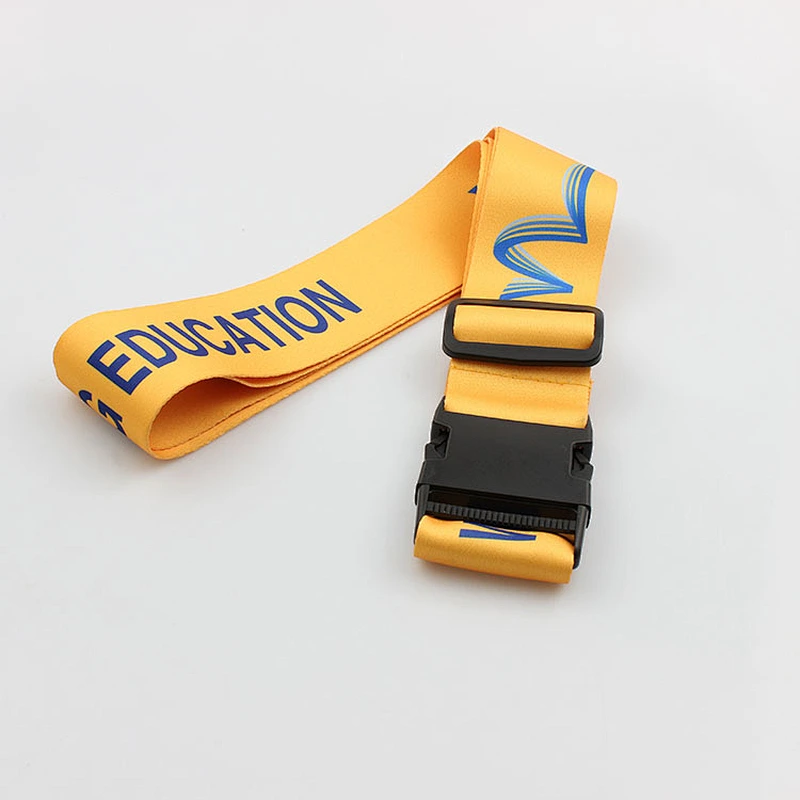 Printing sublimation logo bule polyester luggage strap with detach buckle