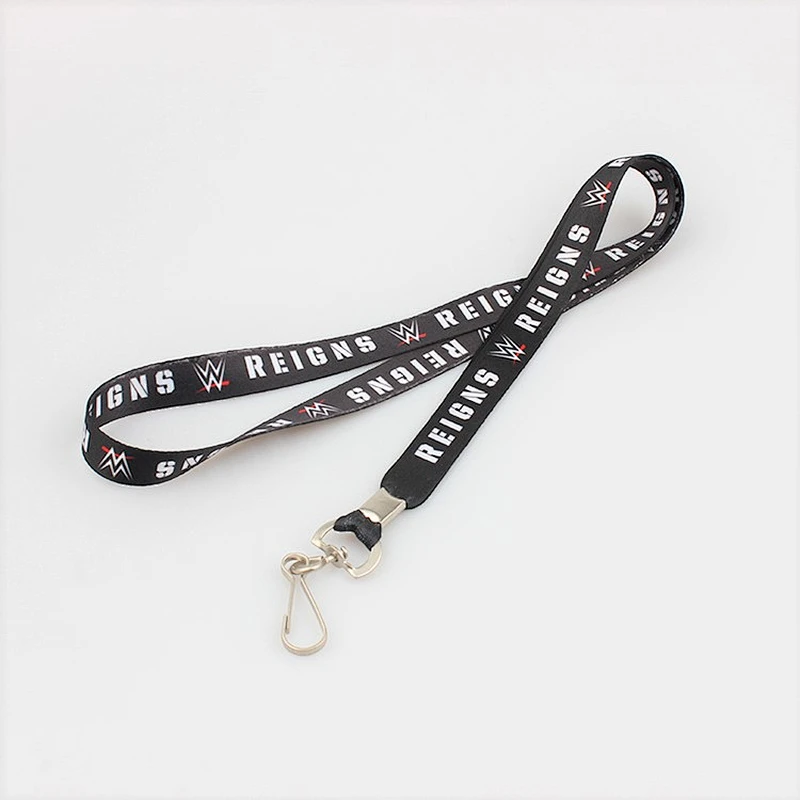 Custom color heat transfer print lanyard cell phone strap with keychain hook