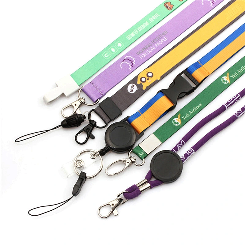 Colorful customized design polyester lanyards with metal hook
