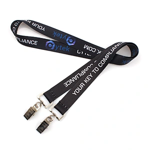 Superior quality two alligator clips lanyard with logo custom