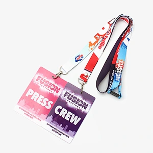 Nice polyester ID card badge holder neck imprinted lanyards with metal hook