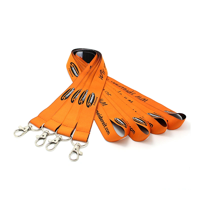 Woven round custom logo polyester elastic cord lanyard