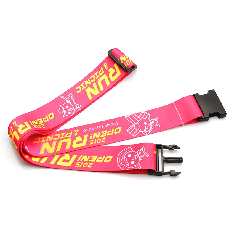 Custom adjustable travel luggage suitcase strap with plastic buckle