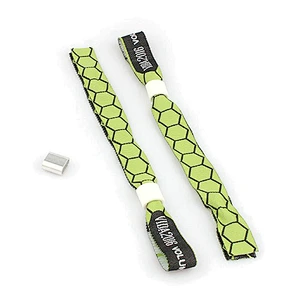 Magnetic plastic slide lock polyester wristband bracelet