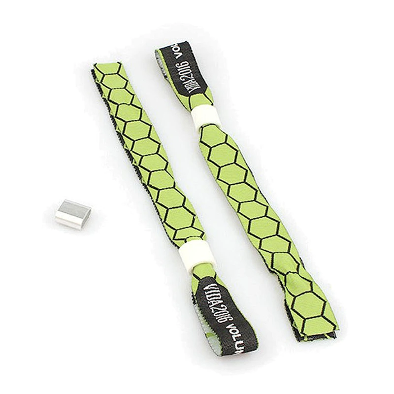 Magnetic plastic slide lock polyester wristband bracelet