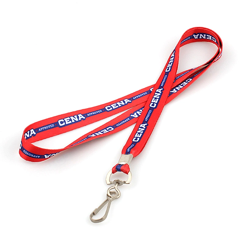 Custom color heat transfer print lanyard cell phone strap with keychain hook