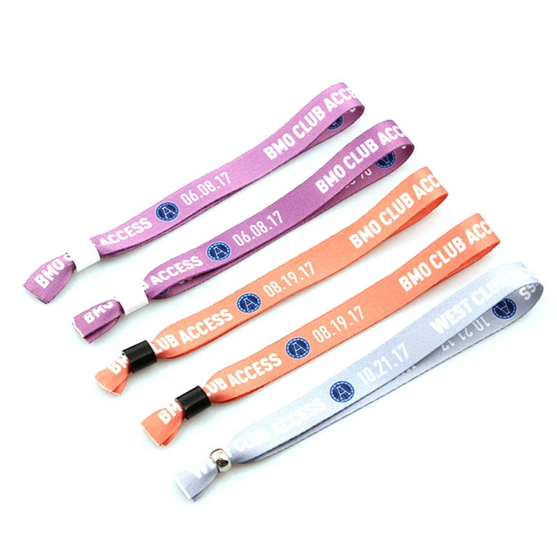 Cheap Custom Fabric Polyester Wristband with Plastic One Time Lock