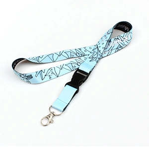 Cheap custom polyester neck lanyard no minimum with metal hook